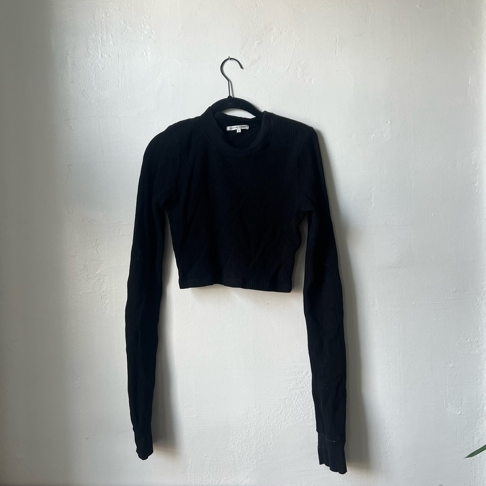 Cotton Citizen Monaco Waffle-Knit Cropped Tee Black